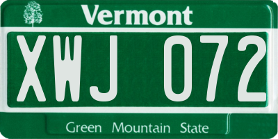 VT license plate XWJ072