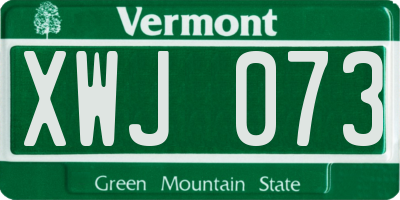 VT license plate XWJ073