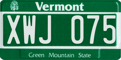 VT license plate XWJ075