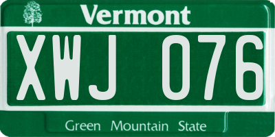VT license plate XWJ076
