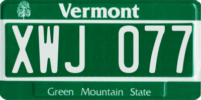 VT license plate XWJ077