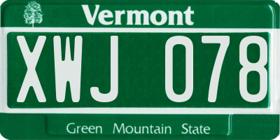 VT license plate XWJ078