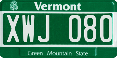 VT license plate XWJ080