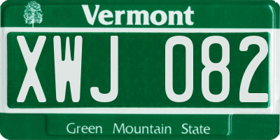 VT license plate XWJ082