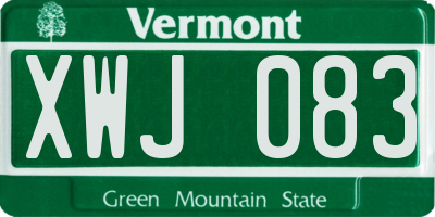 VT license plate XWJ083