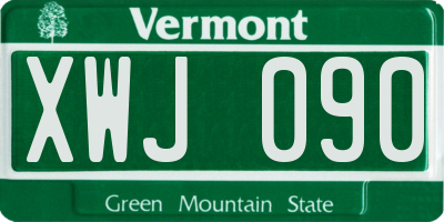 VT license plate XWJ090