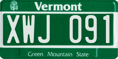 VT license plate XWJ091