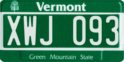 VT license plate XWJ093