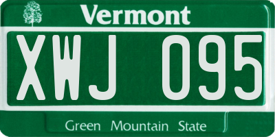 VT license plate XWJ095