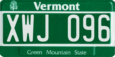 VT license plate XWJ096