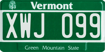 VT license plate XWJ099
