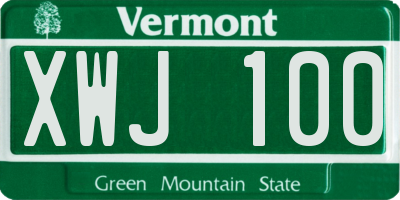 VT license plate XWJ100