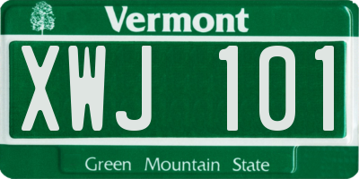 VT license plate XWJ101