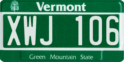VT license plate XWJ106
