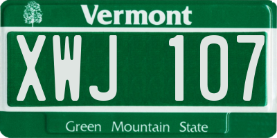 VT license plate XWJ107