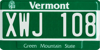 VT license plate XWJ108