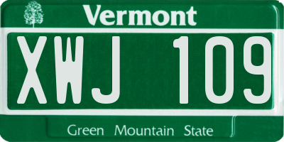 VT license plate XWJ109