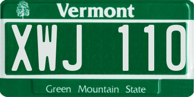 VT license plate XWJ110