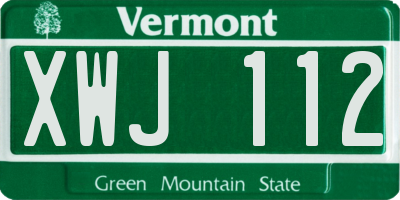 VT license plate XWJ112