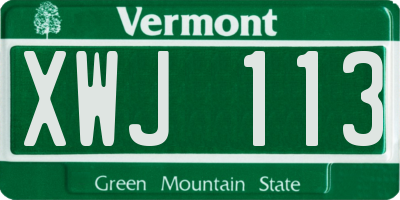 VT license plate XWJ113