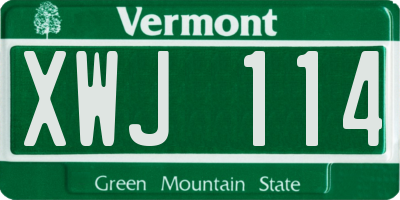 VT license plate XWJ114