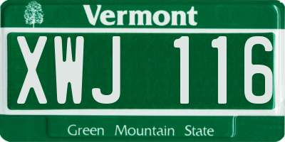 VT license plate XWJ116