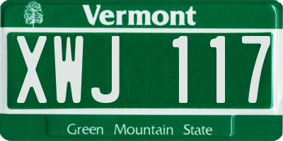 VT license plate XWJ117