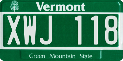 VT license plate XWJ118