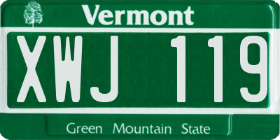 VT license plate XWJ119