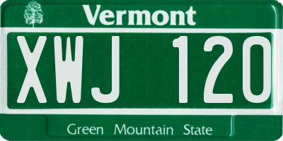 VT license plate XWJ120