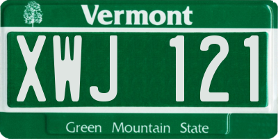 VT license plate XWJ121