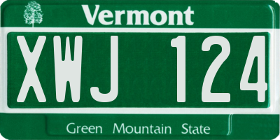 VT license plate XWJ124