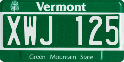 VT license plate XWJ125