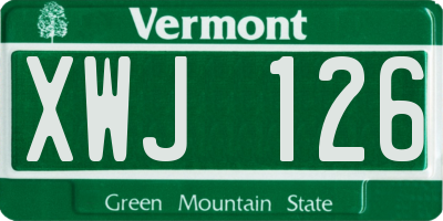 VT license plate XWJ126