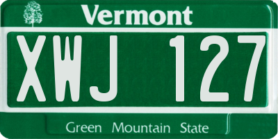 VT license plate XWJ127