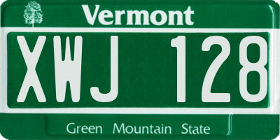 VT license plate XWJ128