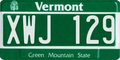 VT license plate XWJ129