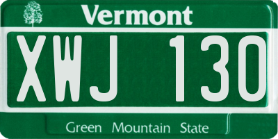 VT license plate XWJ130