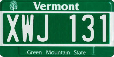 VT license plate XWJ131