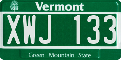 VT license plate XWJ133