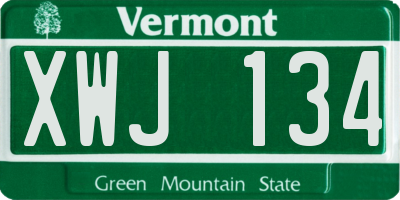 VT license plate XWJ134