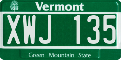 VT license plate XWJ135