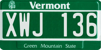 VT license plate XWJ136