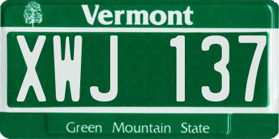 VT license plate XWJ137