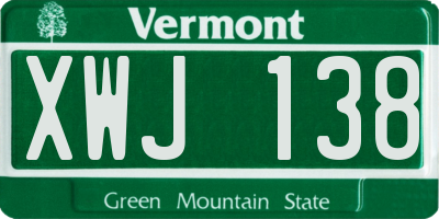 VT license plate XWJ138