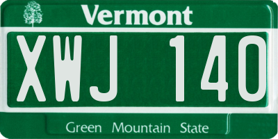 VT license plate XWJ140