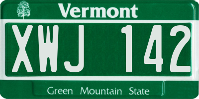 VT license plate XWJ142