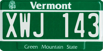VT license plate XWJ143