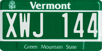 VT license plate XWJ144