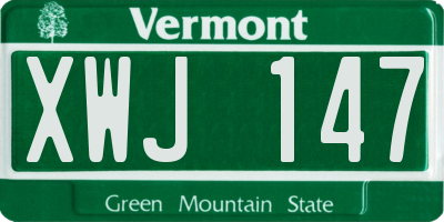 VT license plate XWJ147